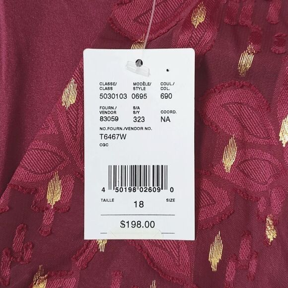 New With Tags London Times Size 18 V-neck Gold Foil Motif Fit & Flare Dress - Picture 16 of 17